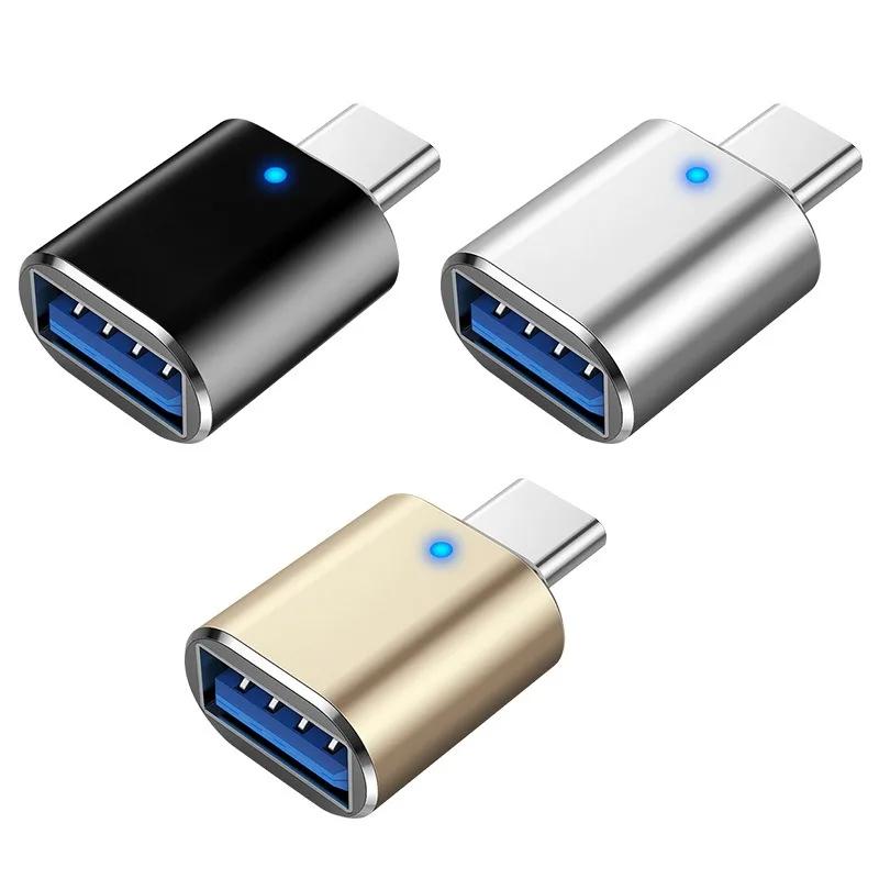 1 шт. Светодиодный USB 3.0 на Type-C Адаптер OTG на USB C Женский Разъем для Телефона