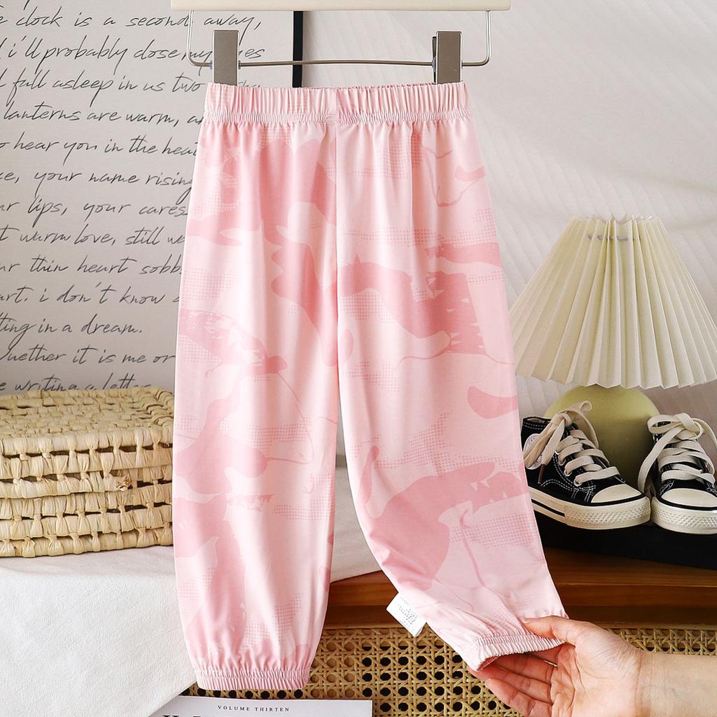 Летние солнцезащитные штаны с текстурой ледяного шелка для мальчиков и девочек, дышащие солнцезащитные спортивные длинные антимоскитные штаны для малышей