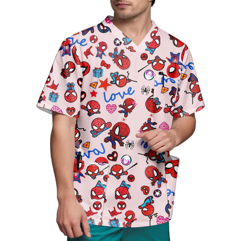 Мужской топ с коротким рукавом и V-образным вырезом с принтом нагрудного кармана