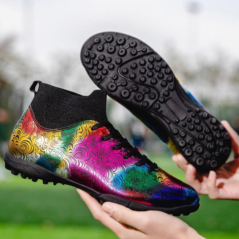 35-46 мужские/женские высокие эластичные носки футбольные бутсы резиновая мягкая подошва с короткими ногтями искусственный газон кожа молодежные детские футбольные бутсы