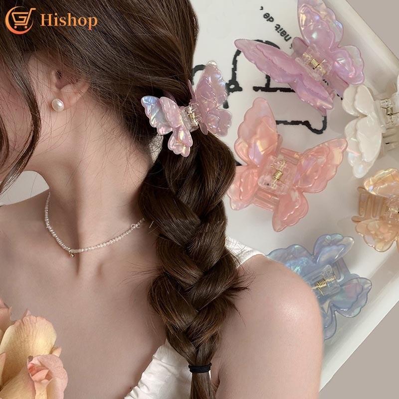 Colorful Butterfly Hair Clip for Women Sweet Flower Frangipani Hair Claw Clips Acetic Acid Hair Accessories Ponytail