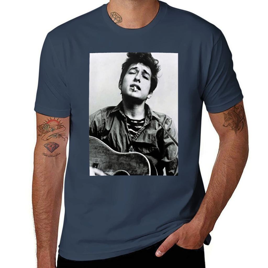 Smoking Dylan Potrait Poster Tshirt Stain Resistant Casual Tee