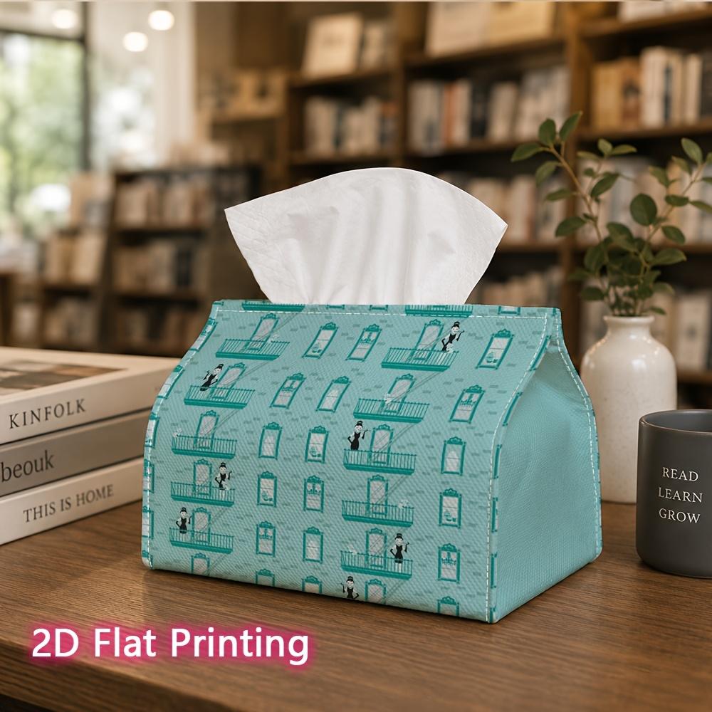 1pc, 2D Flat Printing, Tissue Box with Urban Landscape Pattern Printed Tissue Box, Suitable for Home Gatherings, Car Decoration, Decorative Tissue Sto