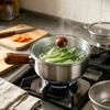 Антипригарное молочное кастрюлька с деревянной ручкой, крышка и ручка для лапши быстрого приготовления, кастрюлька из нержавеющей стали с антипригарным покрытием, совместимая с индукционными плитами, для общежитий