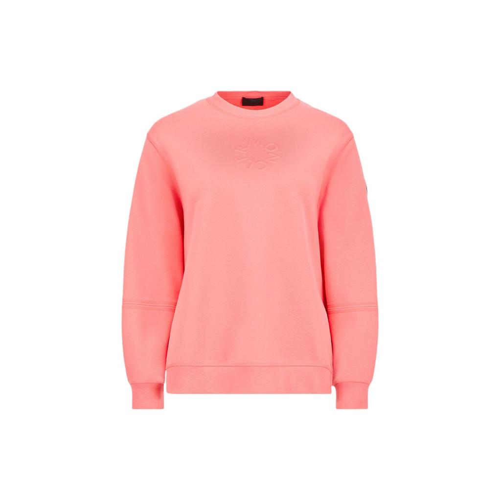 Moncler SS24 Embossed Logo Side Slit Long Sleeve Sweatshirt Women sweatshirt Pink J10938G00006809KR416