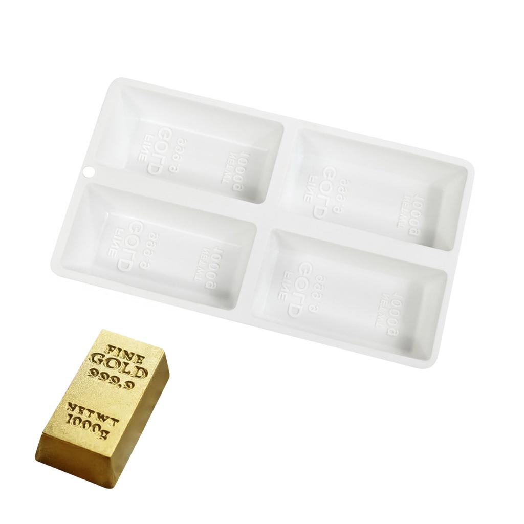 Gold Brick Shape Silicone Molds Making Mousses Cake Molds Decorating Baking Tool for Making Chocolate Fondant Dessert