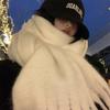 Women's Solid Color Mohair Scarf Korean Style High-End Thickened Warm Neck Wrap Autumn Winter Versatile Shawl
