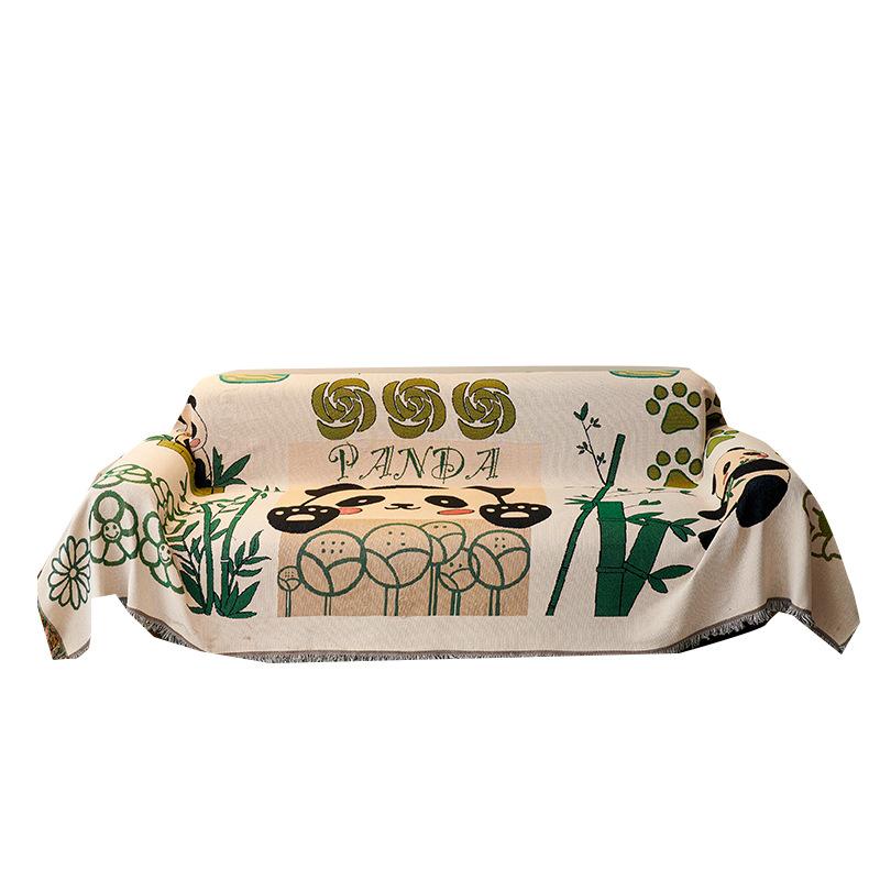 Ins Panda Sofa Towel Cover Cloth Outdoor Living Room Sofa Cover Towel Double-Sided Sofa Cushion Four Seasons Universal Sofa Cover