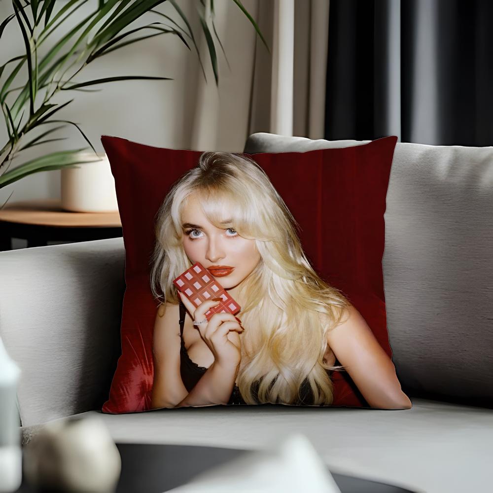 Fashion SSabrina Carpenteried Cushion Cover Antidustmite Pillowcase Invisible Zipper Silky Short Plush Sofa Cushion Cover