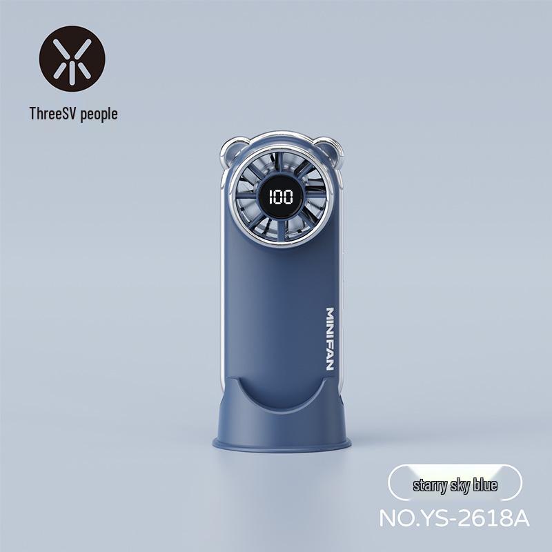 Compact High-Speed USB Rechargeable Digital Display Handheld Fan for Strong Summer Breeze