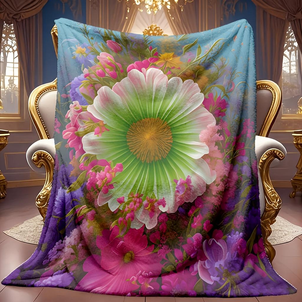 Floral Theme Blanket Soft High-Definition Digital Print All-Season Cooling Blanket Perfect Gift for Family and Friends Soft Breathable 100% Polyester