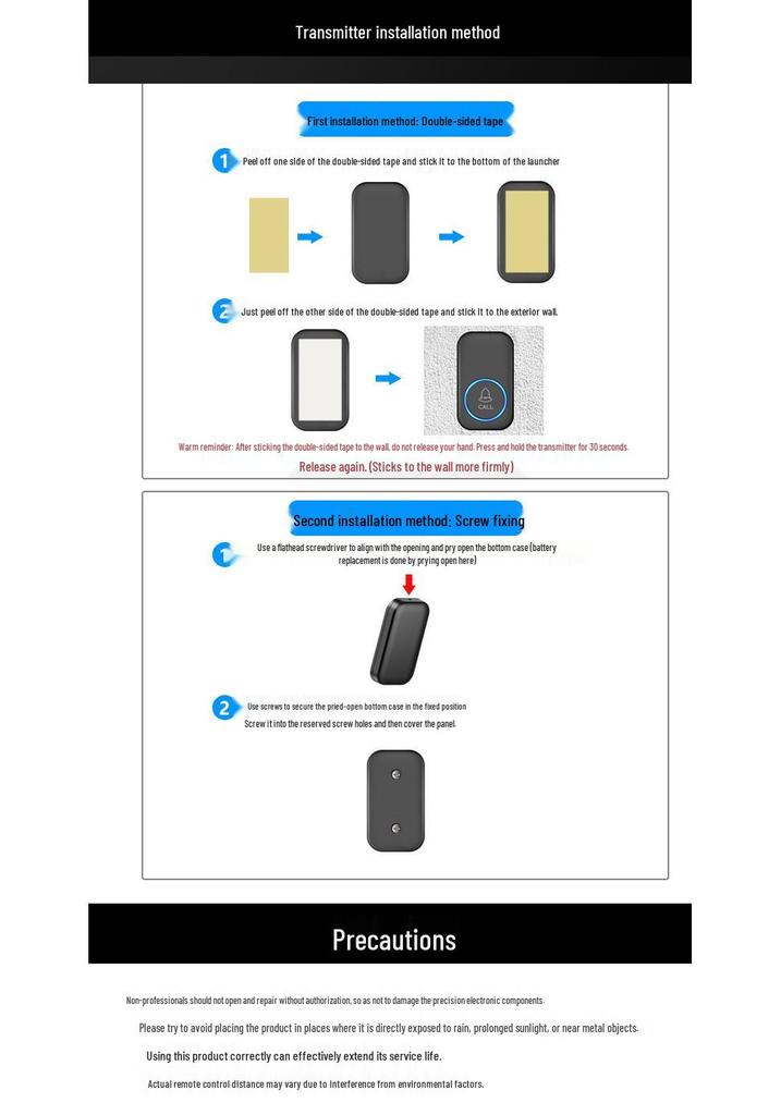 Compact Wireless Smart Home Doorbell - Long Range Remote Control with Ding Dong Chime