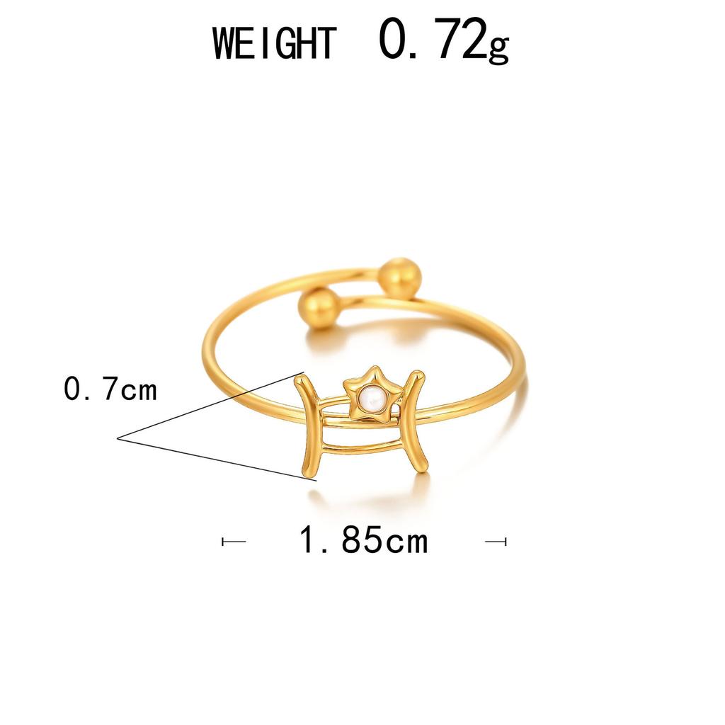 Personalized Ring, Stainless Steel Vacuum Plated 18K Gold Twelve Constellation Opening Single Bracelet.