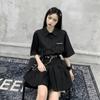 Черная плиссированная юбка в стиле панк, женская мини-юбка в стиле Харадзюку, летняя уличная одежда с цепочкой JK Girl, хип-хоп, корейский стиль