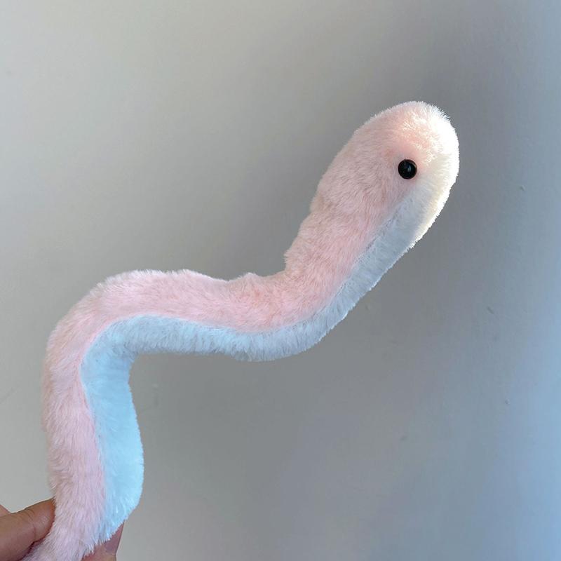 Cute Creative Snake Plush Toy Cartoon Small Pink Snake Soft Stuffed Doll Wristband Room Ornament Year Mascot Decoration Gift