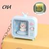 Fun Rotating Doll Toy Animal TV Keychain, Funny Retro Television Shaped Keychain with Portable Travel Lighting LED Light, Cartoon Keyring Gift