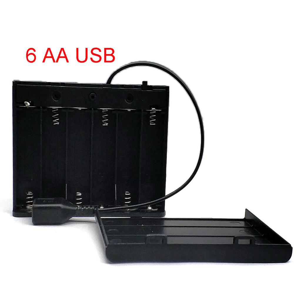 Держатель для батареек AA USB Бокс для батареек AA Кейс для батареек AA с USB-портом питания с крышкой с переключателем с 2/3/4/6/8 слотами DIY
