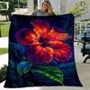 1pc. Vibrant Hibiscus Flower Print Blanket - Perfect for Home Decor, Office Use, Outdoor Activities, Gift Idea,