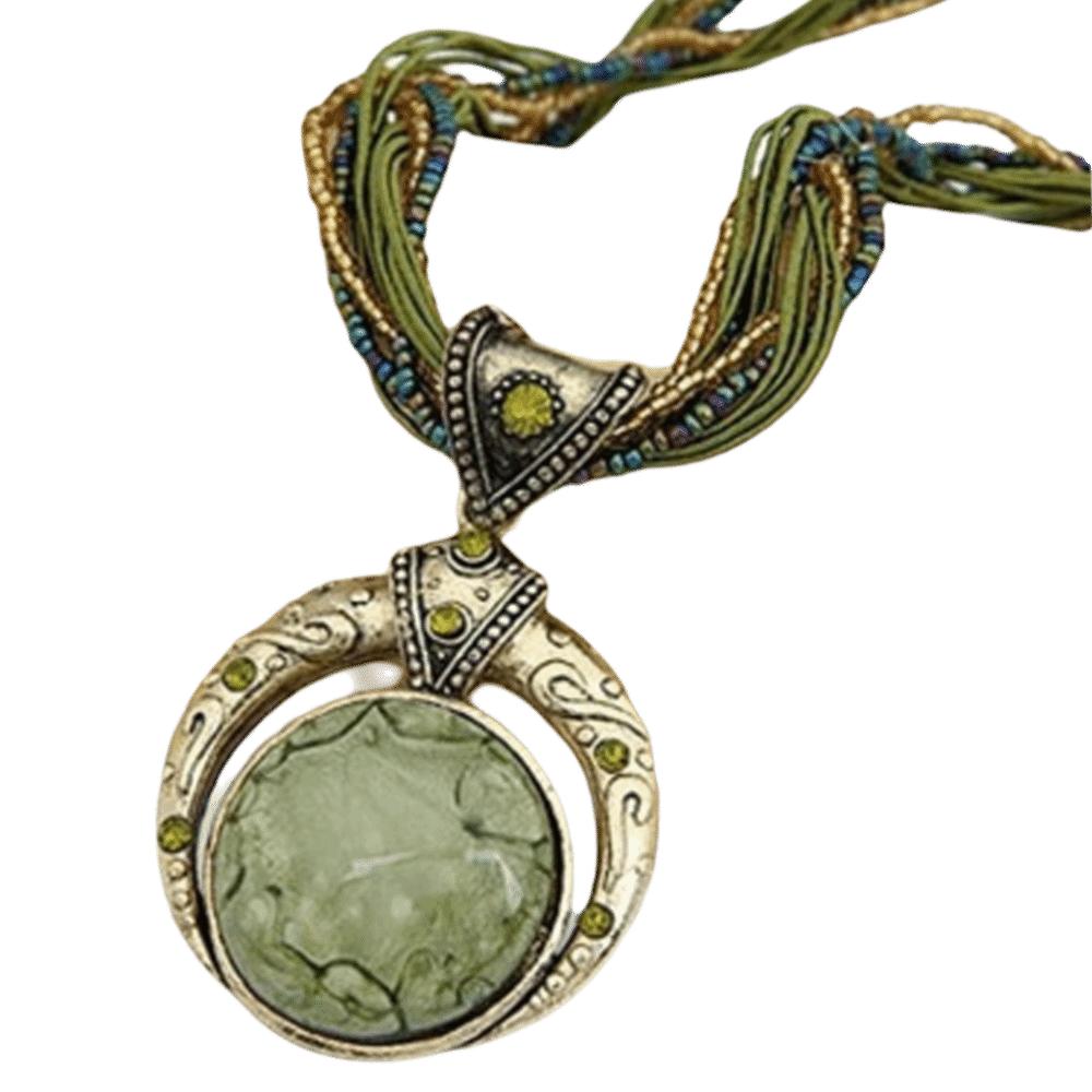Vintage Bohemian Necklace Alloy Round Pendant Necklace New Pendant Necklace