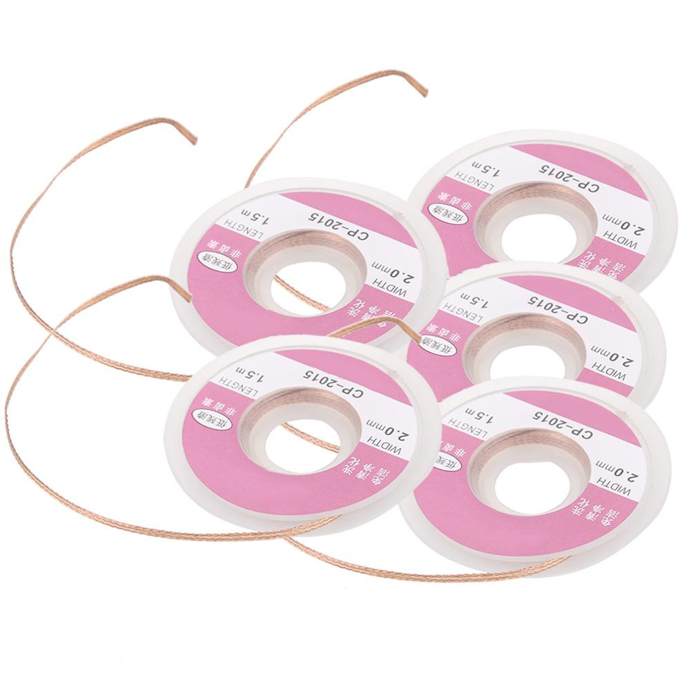 5Pcs Solder Wick Remover Desoldering Sucker Cable Copper Soldering Accessory CP‑2015 1.5 meter