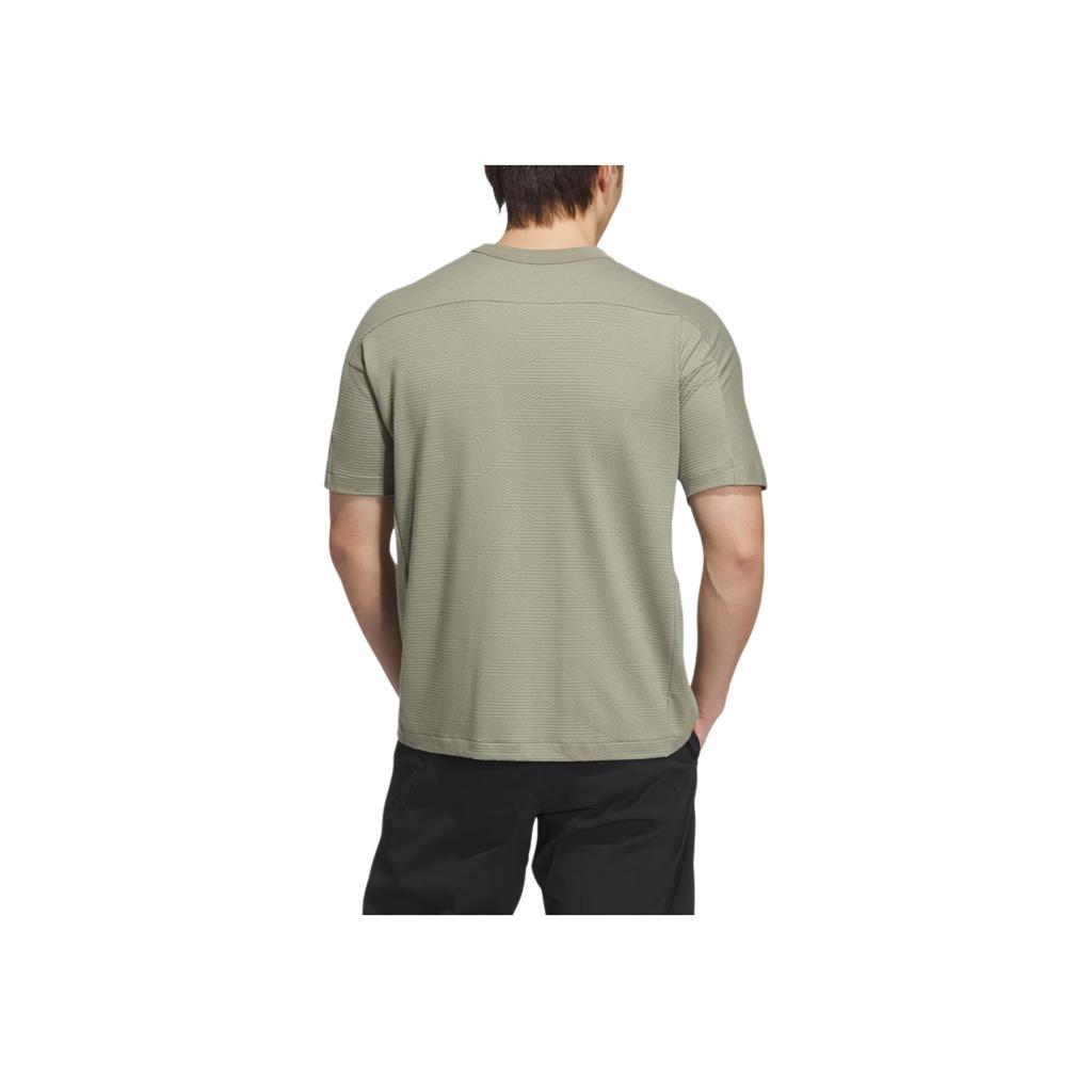 Adidas Wuji Jacquard T-Shirt, Pure Color, Round Neck, Sports Casual, Short Sleeve Men Tops Taupe JI8709