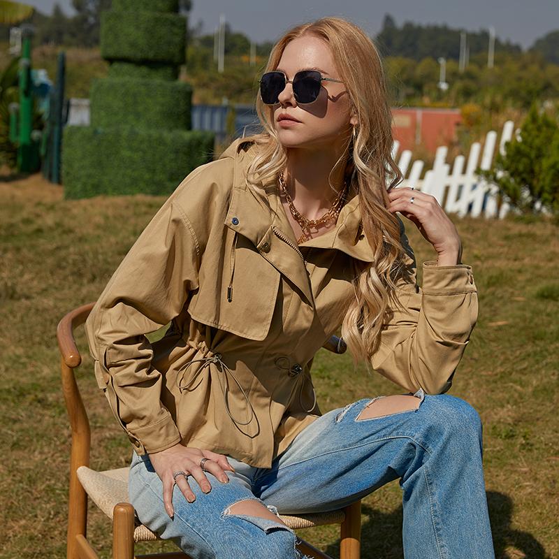 Ветровка ZIAI, весенний короткий плащ с капюшоном в иностранном стиле, женская куртка bf в британском стиле