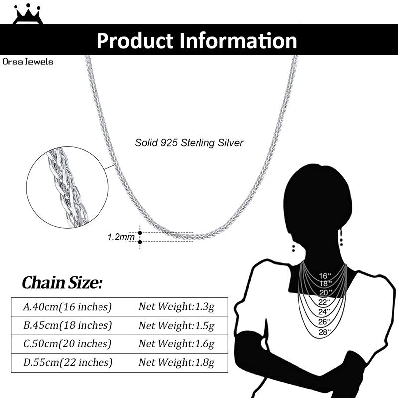 ORSA JEWELS Итальянское Ручное Изготовление 1,2 мм Цепочка Шопена Ожерелье Сплошное Стерлинговое Серебро 925 Пробы Мужская Женская Цепочка на Шею Украшение для Кулона SC53