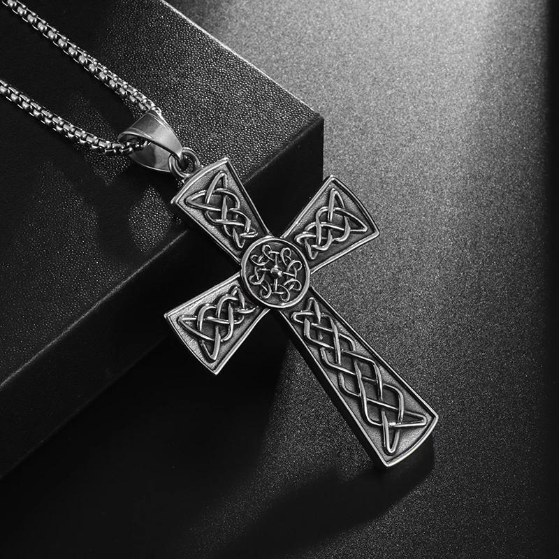 Vintage Catholic Cross Pendant Necklace Men Women Christian Believers Prayer Amulet Jewelry