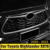 ABS автомобильный передний бампер центральная решетка декор рамка крышка логотип отделка наклейки для Toyota Highlander XU70 Kluger 2020-2022 2023 гибрид