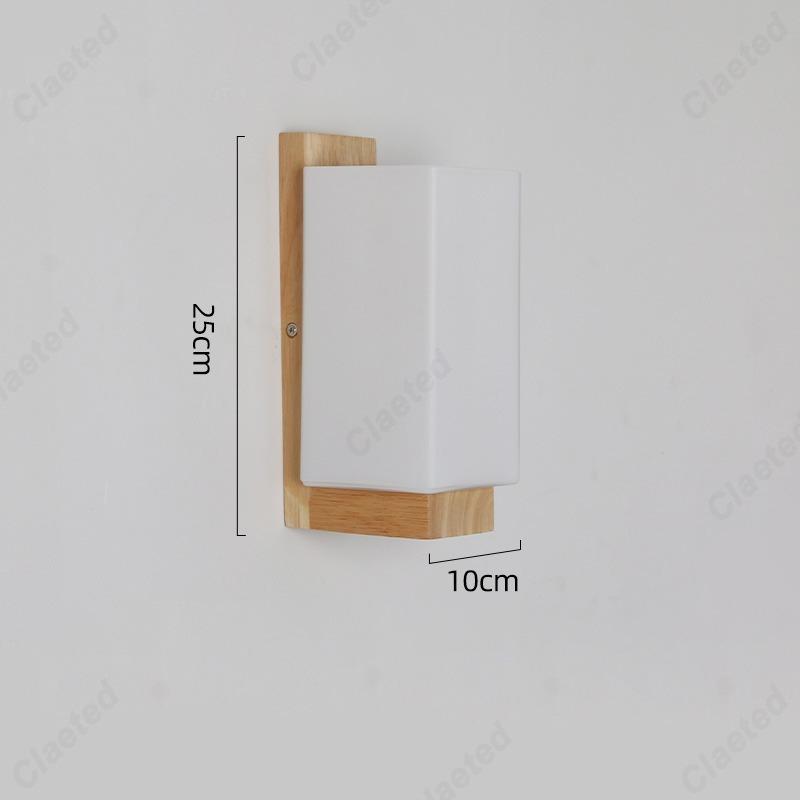 LED Glass Lampshade E27 Wooden Wall Lamp Bedroom Bedside Wall Lamp Home Living Room Bedroom Hallway Balcony Lighting Fixture