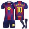 Подростки Дети Взрослые Индивидуальное Имя Футбольные Комплекты 25/26 Barça Домашний #10 ЛАМИНЕ ЯМАЛ Спортивный Тренировочный Комплект Формы с Носками