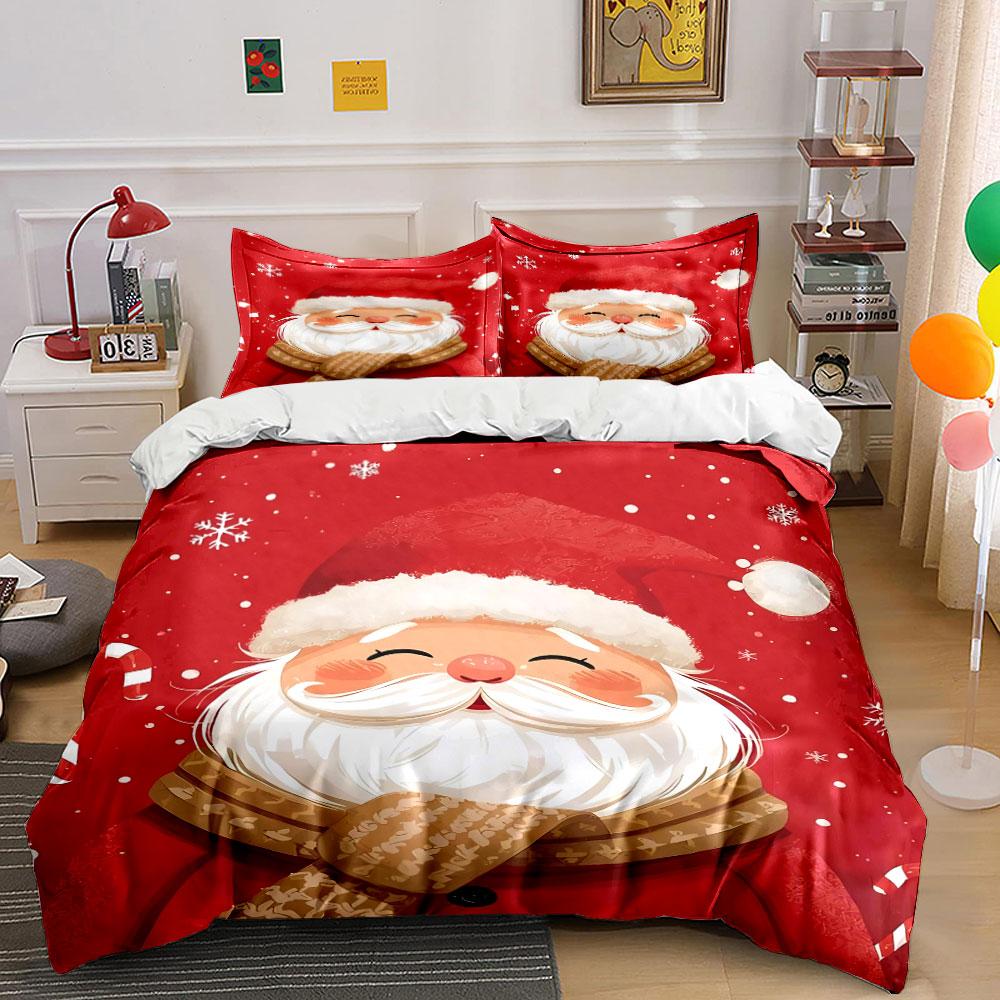 Santa Claus Red Bedding Set Bedding Duvet Cover Set Duvet Cover Pillowcases (1 * Duvet Cover 2 * Pillowcases, without duvet insert)