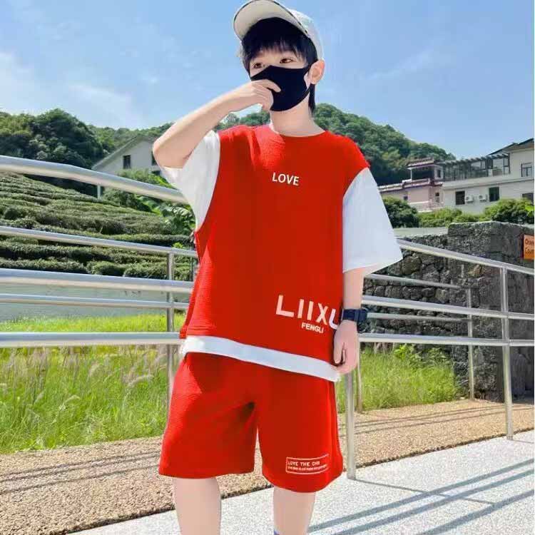 Летний костюм для мальчиков, детский пэчворк, короткий рукав + шорты, спортивный костюм, комплект из 2 предметов, одежда