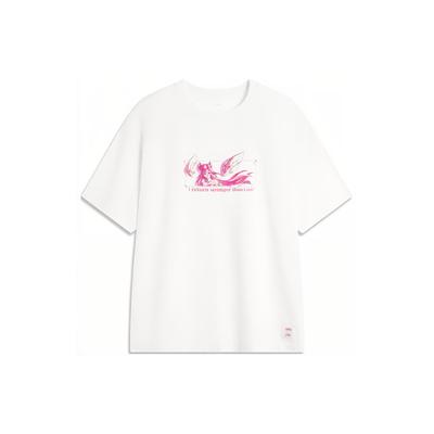 Li Ning X League Of Legends Collaboration Printed Letter Crew Neck Pullover Short Sleeves Unisex Football Shirt White AHSUA97-1