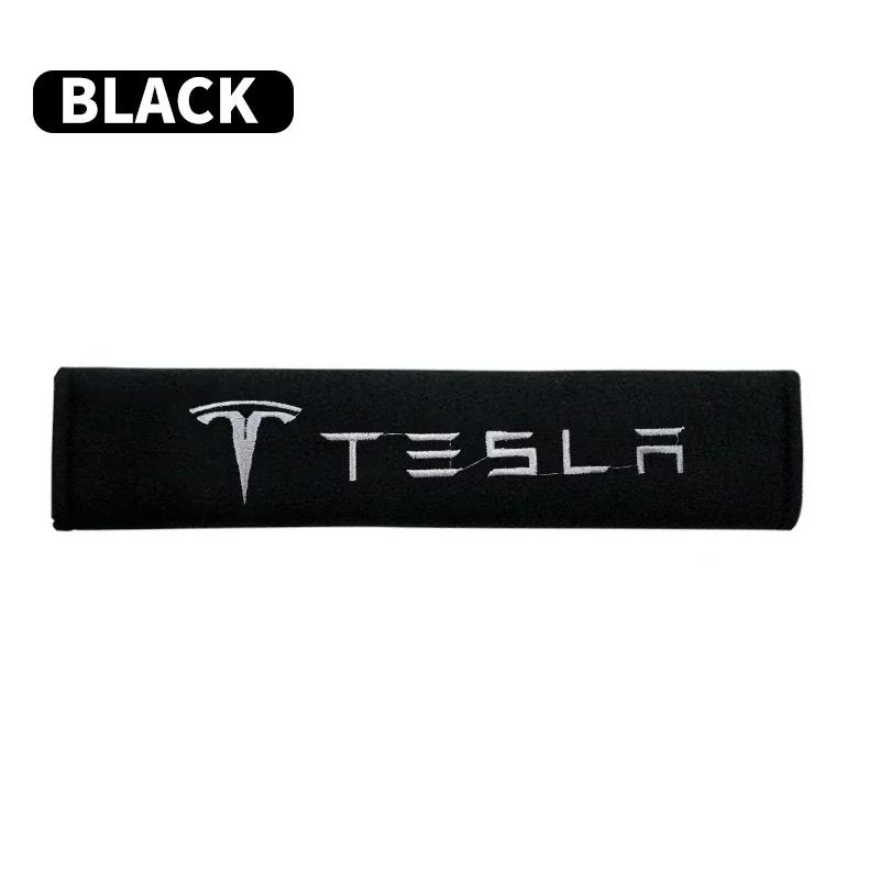 Car Sticker 2025 New Tesla 2PCS Car Seat Belt Shoulder Pads Auto logo Safety Belt Protection Cover For Tesla Model S Tesla Model