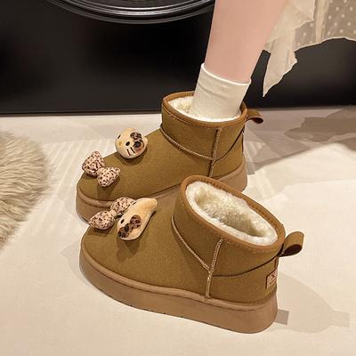 Модные женские зимние сапоги, зимние теплые, с коротким плюшем, горячая распродажа 2024, на толстой подошве, женские, на среднем каблуке, водонепроницаемые, повседневные, удобные зимние сапоги