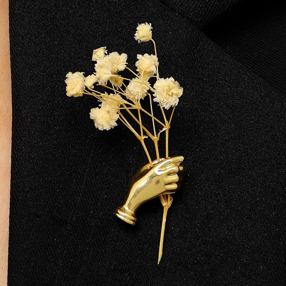 French Hand-Shaped Corsage Brooch Creative Suit Dress Corsage Accessory Premium Suit Coat Pin  Gift