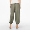 Women Casual Cotton And Linen Solid  Elastic Waist Long Straight Pants