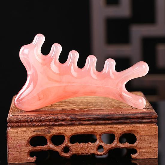 Массажер для кожи головы 4-в-1, расческа с широкими зубьями, смоляной инструмент Гуаша для терапии головы и лица, акупрессура и стимуляция меридианов