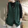 Жилет женский без рукавов топы вязаный жилет свитер оверсайз ретро свободный пуловер повседневный V-образный вырез жилет