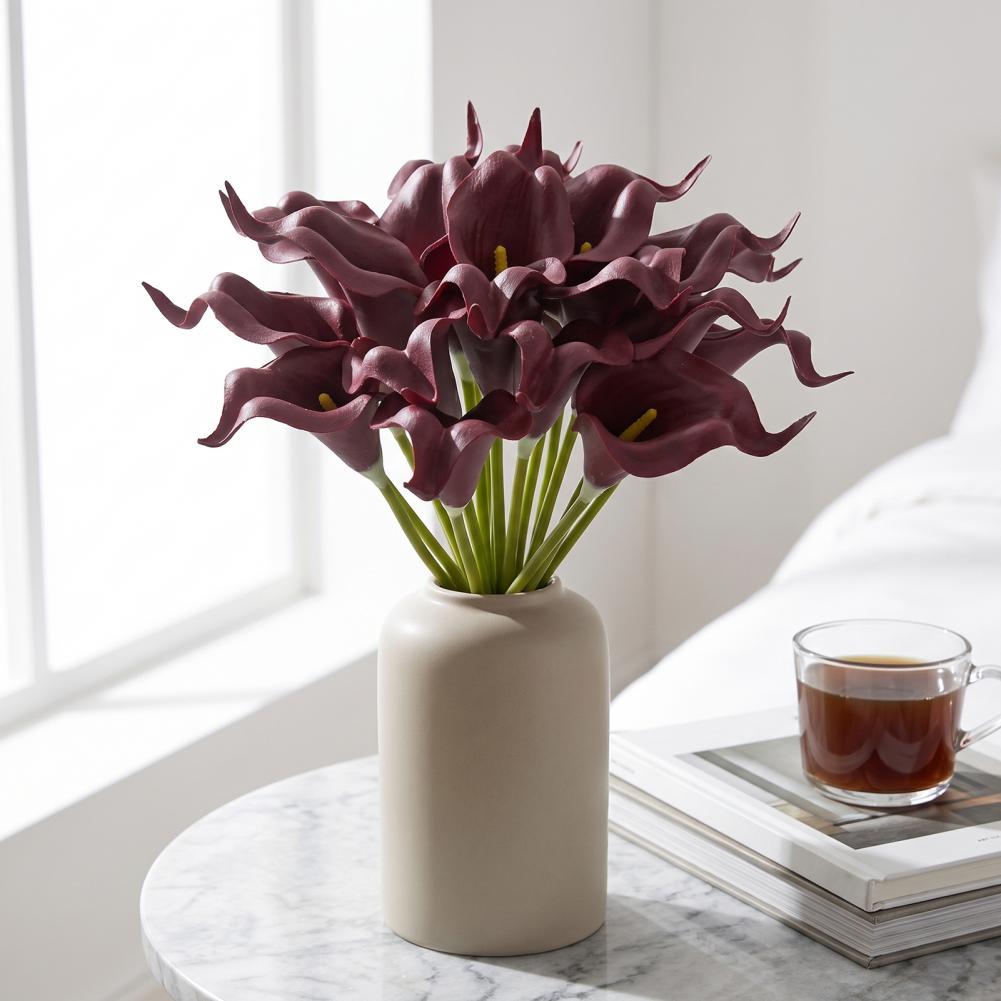Artificial Phalaenopsis Flowers 5pcs Artificial Calla Bouquet Elegant Faux Flower Arrangement for Wedding Table Decor for Home