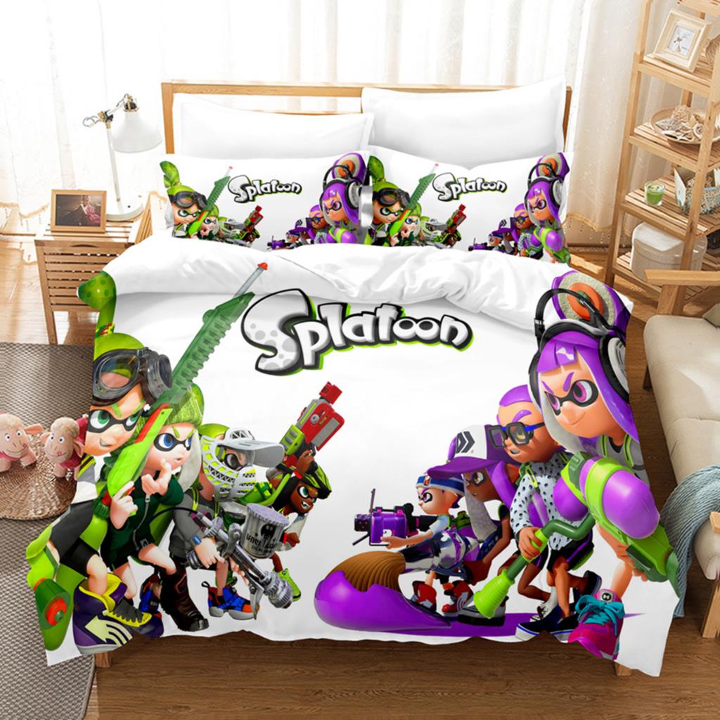Постельное белье Splatoon Односпальное Двуспальное Полное Queen King Размер Кавайное Набор для кровати Мальчики/Девочки Взрослые Спальня Мальчика Комплекты с пододеяльником 3D Печать