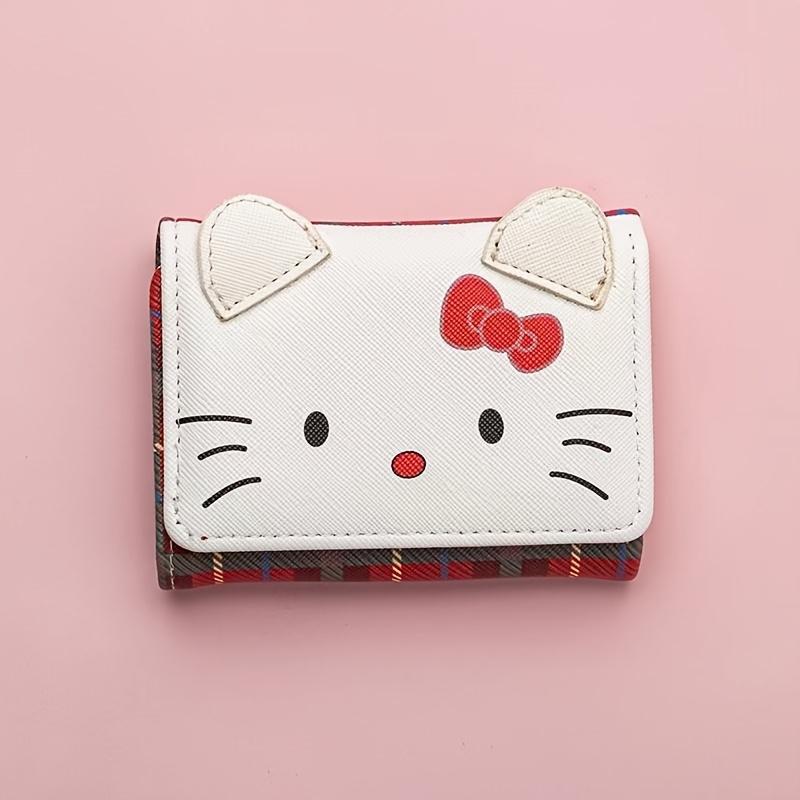 MINISO Трехскладной держатель для карт и кошелек для монет Kuromi с застежкой-кнопкой Милый карманный блокнот с животными