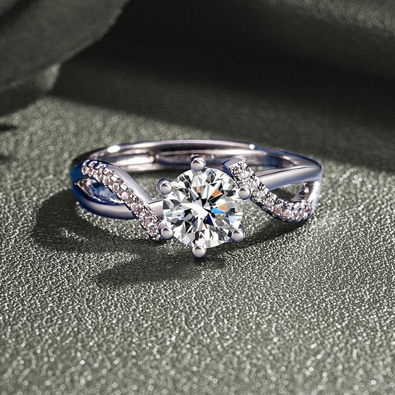 Женское обручальное кольцо Twist Arm с платиновым покрытием и имитацией бриллианта, дизайн «8 сердец и 8 стрел», 1 карат