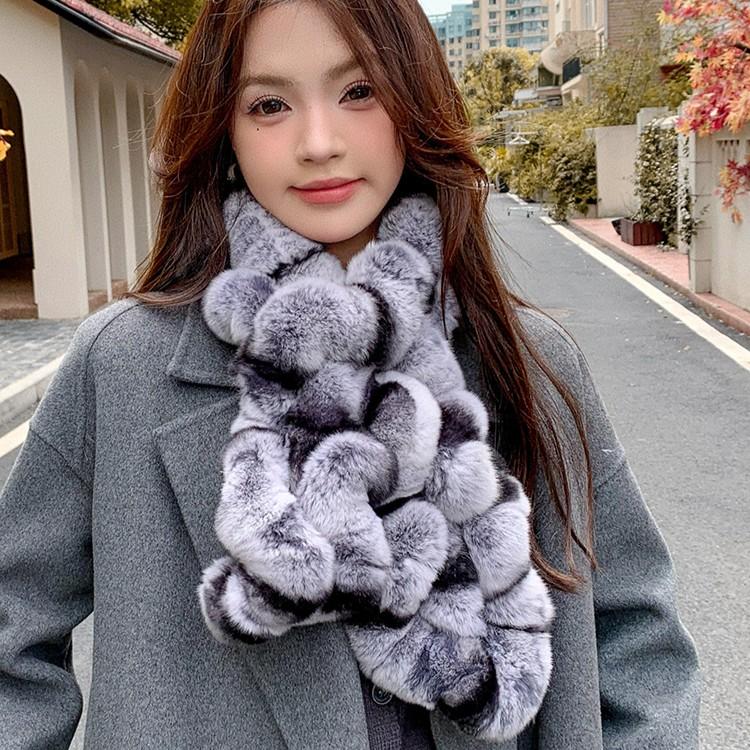 High Quality Rex Rabbit Fur Scarf Winter Muffler and Scarf Combo for Women Warm Breathable Fashion High-End Product