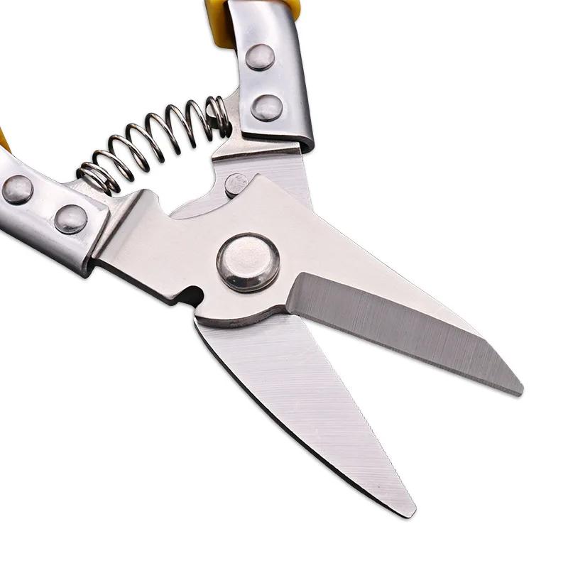 Sainless Steel Sawtooth Type Straight Head Blade Pruner Anti-Slip Grip Household Universal Cutters Strong Iron Garden Scissors