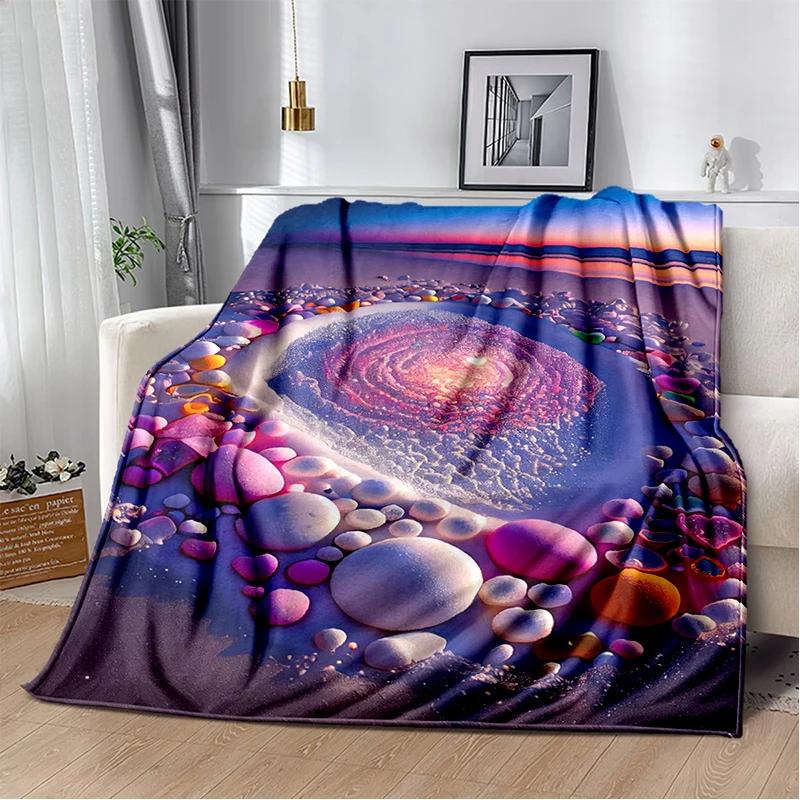 2025 New Style Beauty Colorful Pebble Road Beach Stone Scenery Blanket,Soft Throw Blanket for Home Bedroom Bed Sofa Cover Kids