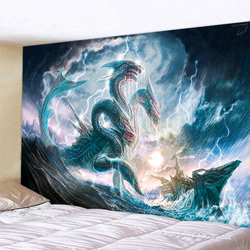 Домашний Декор Средневековый Дракон Мандала Настенный Гобелен Таро Психоделическая Сцена Печатный Хиппи Бохо Пляжное Полотенце Tapiz