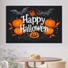 1-piece Halloween themed background with pumpkin  bat  and spider web Halloween decorations