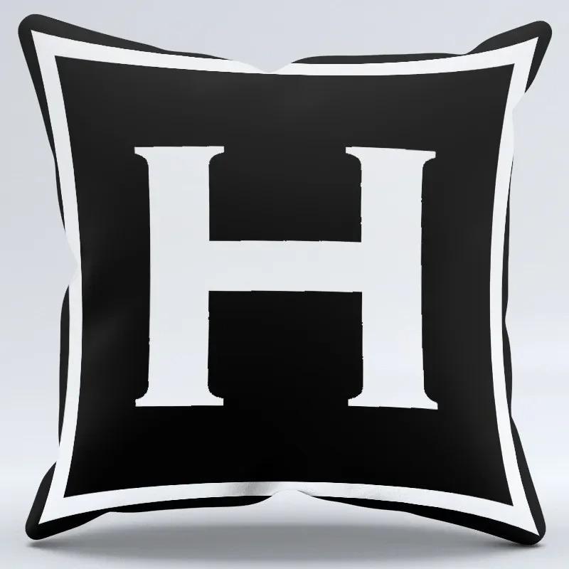 Простая Черно-белая Наволочка с Принтом Букв Декоративная Наволочка для Подушки Подходящая для Дома Дивана Автомобиля Офиса